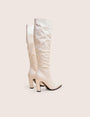 Acquilla White Knee High Flared Boots