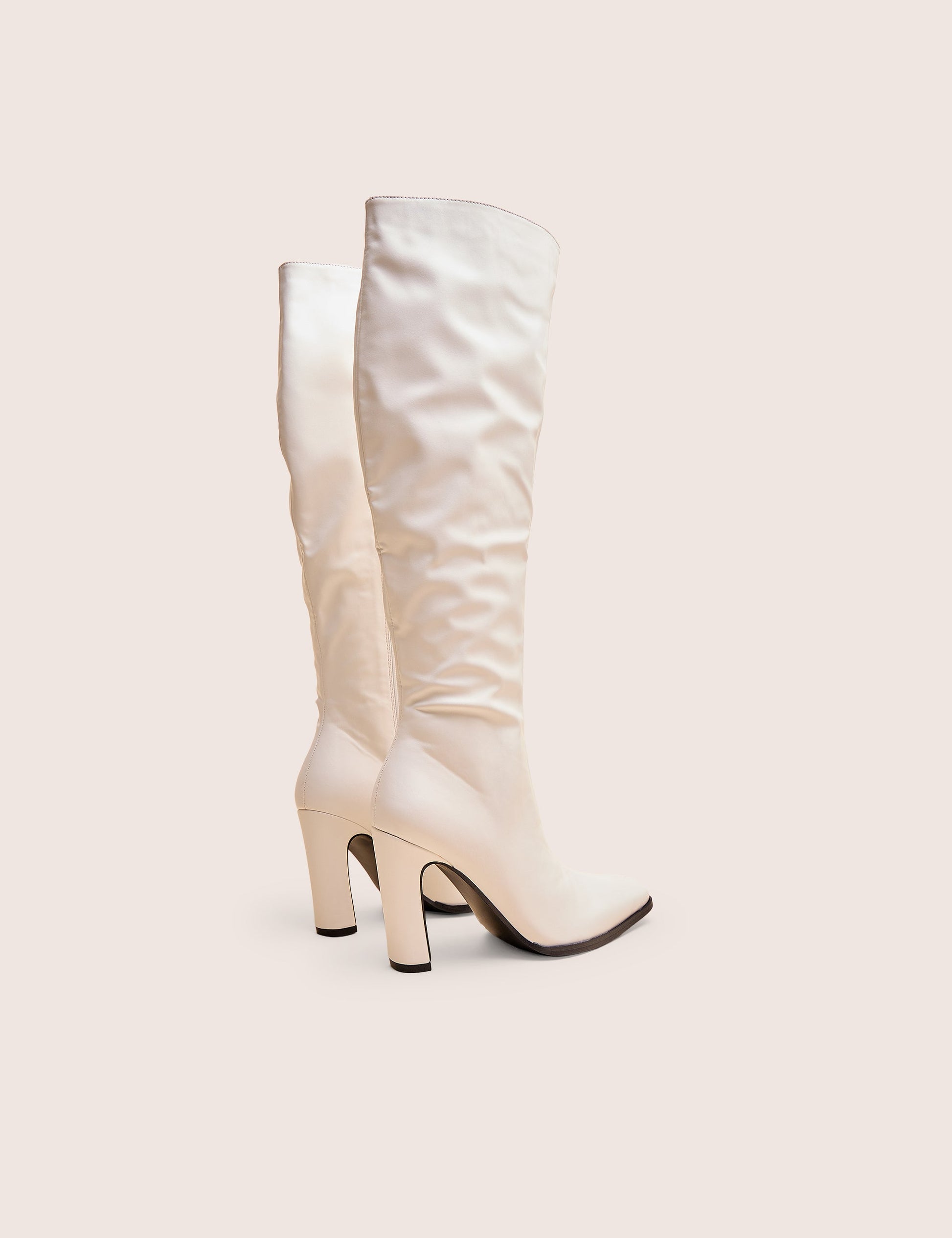Acquilla White Knee High Flared Boots