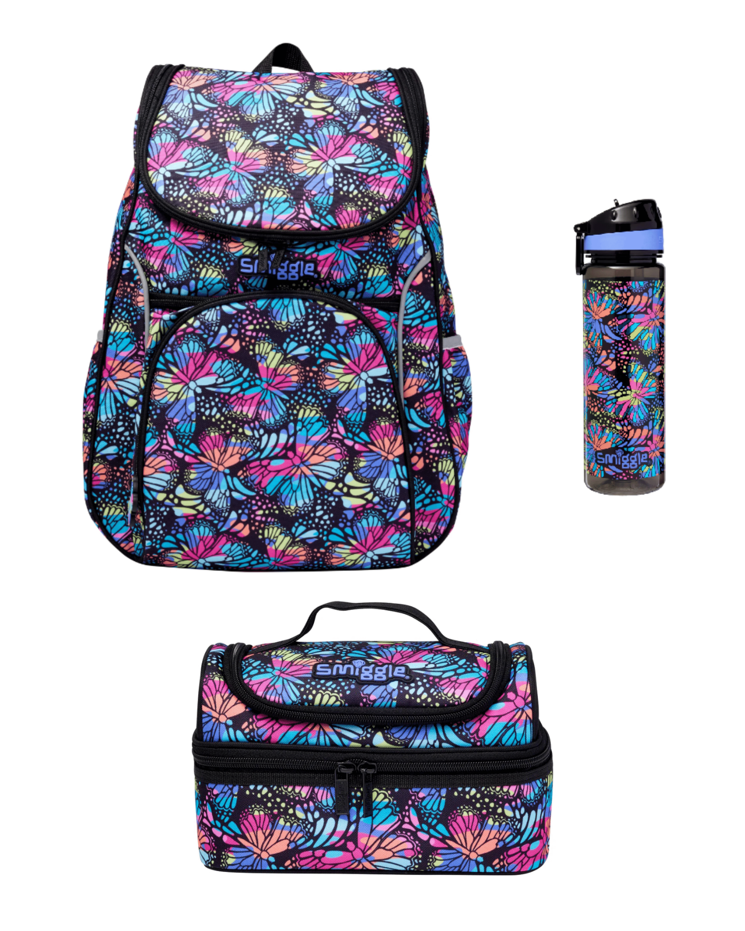 Smiggle - Canlı Renklerde 3 Parçalı Okul Çantası Seti