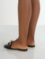 Ark Black Chunky Chain Detail Slide Sandals