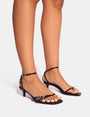 Bimi Black Buckle Detail Toe Post Kitten Heels