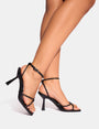 Bree Black Patent Barely There Square Toe Mid Heels
