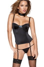 Black Satin Bustier Set