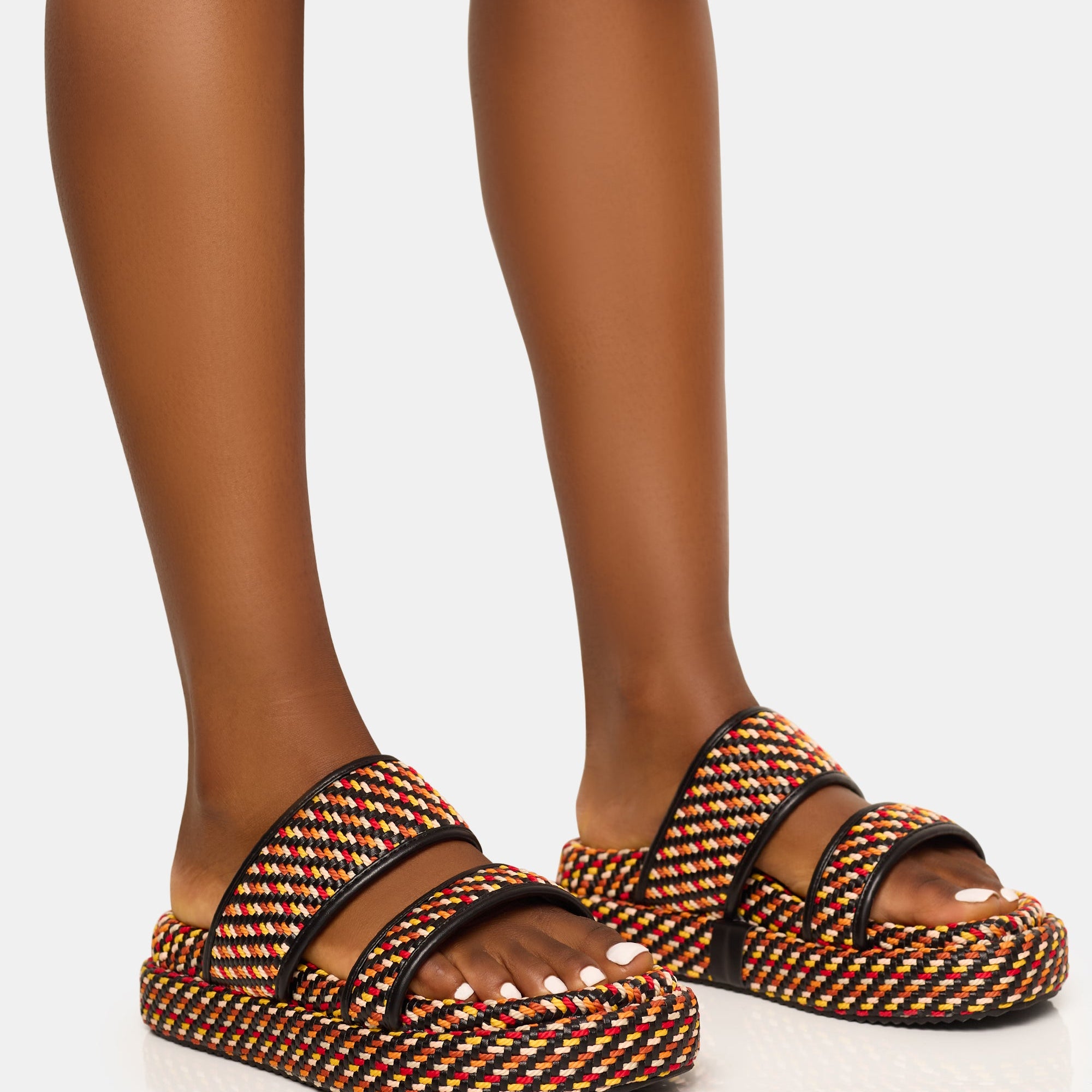 Cierra Multi Double Strap Patterned Platform Sandal