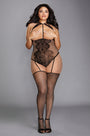 Plus Size Cupless Net Teddy Bodystocking