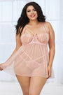 Plus Size Pink Chiffon Chemise