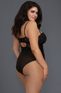 Plus Size Venetian Lace and Faux Leather Teddy