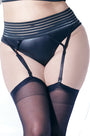 Striped High Waist Elastic Garter Belt