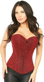 Red Glitter Front Zipper Corset