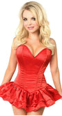 Red Satin Steel Boned Corset Dress