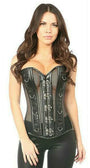 Faux Leather & Fishnet Steel Boned Corset