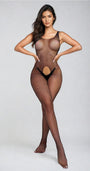 Rhinestone Net Crotchless Bodystocking
