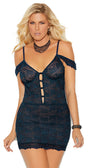 Plus Size Off the Shoulder Midnight Lace Chemise