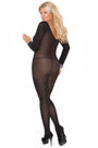 Plus Size Long Sleeve Opaque Bodystocking