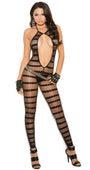 Striped Diamond Net Bodystocking
