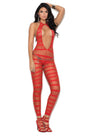 Striped Diamond Net Bodystocking