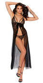 Onyx Geo Lace Babydoll Gown