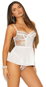 Embroidered Mesh Babydoll