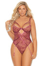 Plus Dusty Wine Lace Teddy