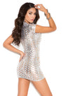 Cut Out Metallic Mini Dress