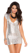 Cut Out Metallic Mini Dress