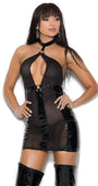 Vinyl and Fishnet Halter Dress
