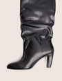 Fifth Ave Black Pu Slouchy Mid Heel Boots