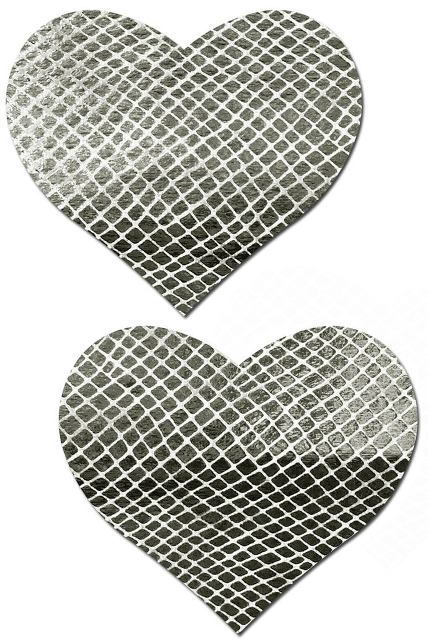 Galactic Silver Heart Nipple Pasties