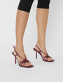 Jiniso Burgundy Knot Front Strappy Heels