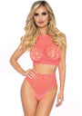 Crochet Lace Halter Bra and Panty