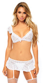 White Daisy Mesh Bralette and Skirt