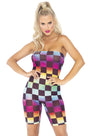 Rainbow Checkerboard Strapless Romper