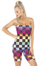Rainbow Checkerboard Strapless Romper