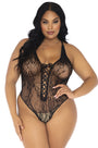 Plus Size Floral Lace Thong Teddy