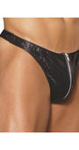 Men's Zipper Leather Thong