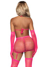 Rhinestone Fishnet Bra and Skirt Set