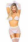 Rhinestone Fishnet Bra and Skirt Set