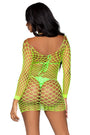 Neon Net Long Sleeve Dress