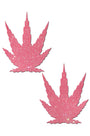Bubblegum Pink Glitter Pot Leaves Nipple Pasties