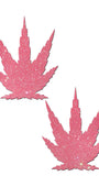 Bubblegum Pink Glitter Pot Leaves Nipple Pasties