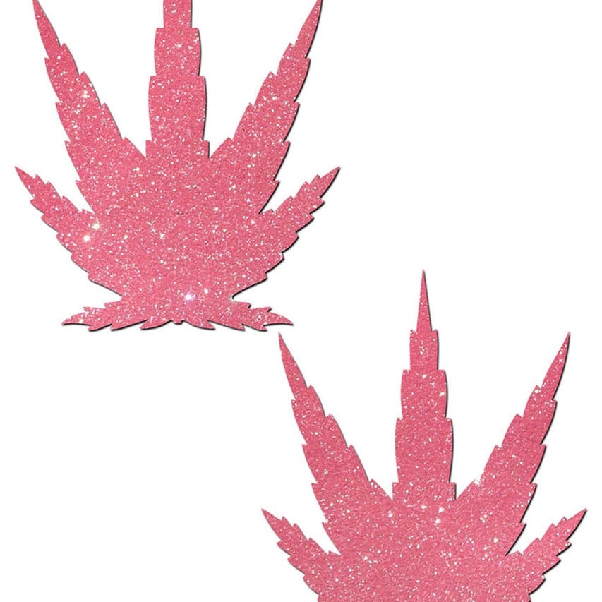 Bubblegum Pink Glitter Pot Leaves Nipple Pasties