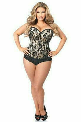 Tan Lace Front Zipper Corset