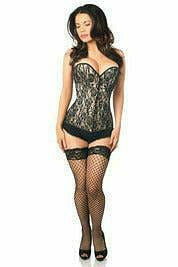 Tan Lace Front Zipper Corset