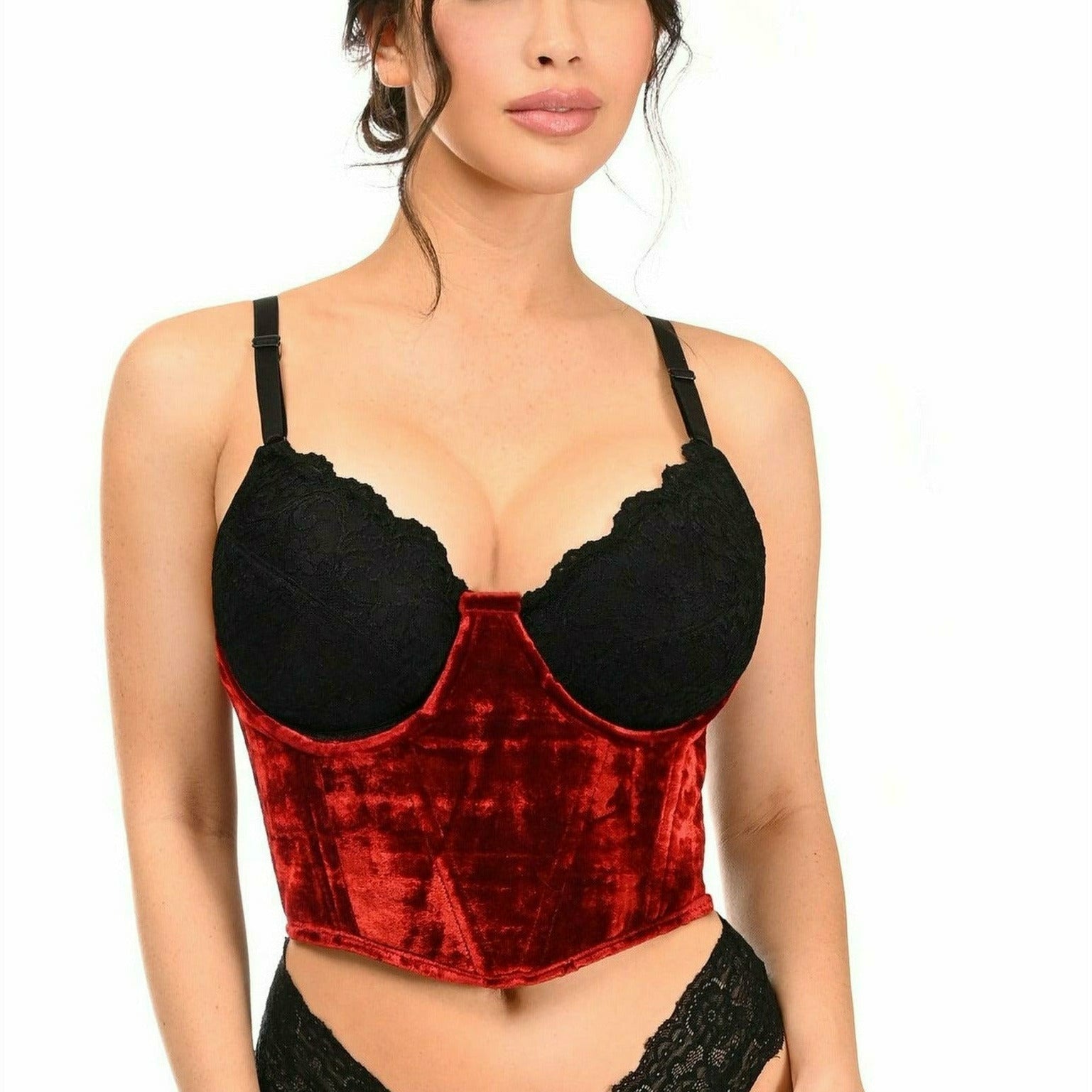 Red Velvet Underwire Waist Cincher Corset