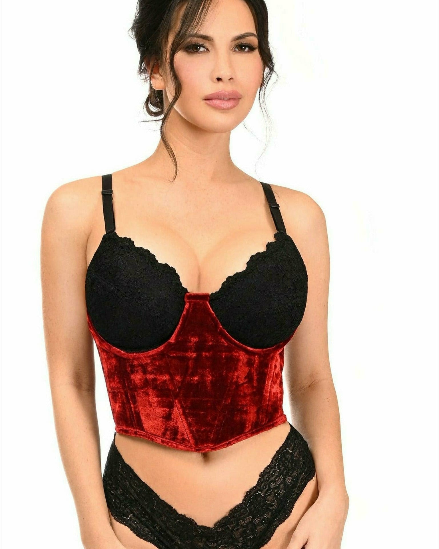 Red Velvet Underwire Waist Cincher Corset