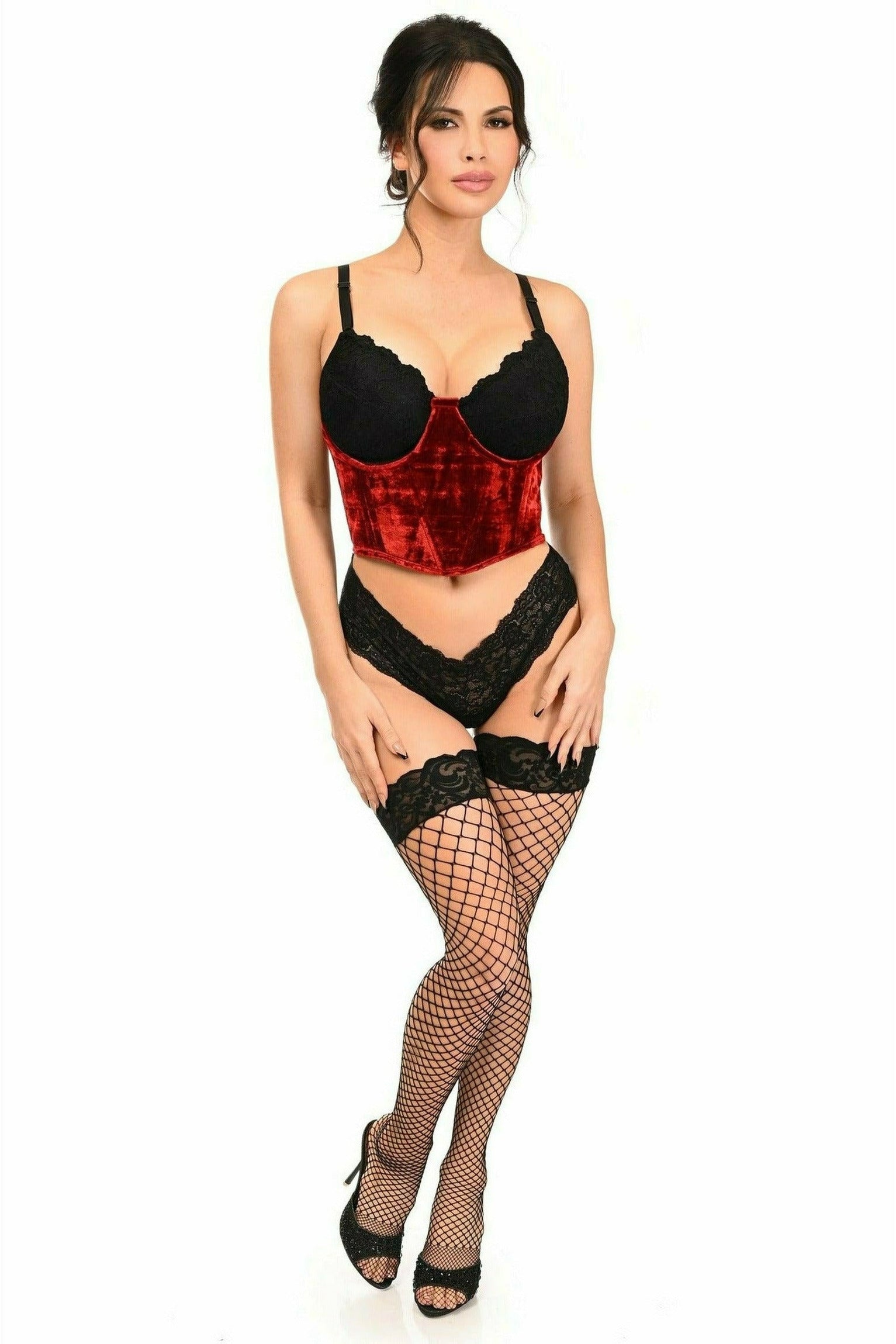 Red Velvet Underwire Waist Cincher Corset