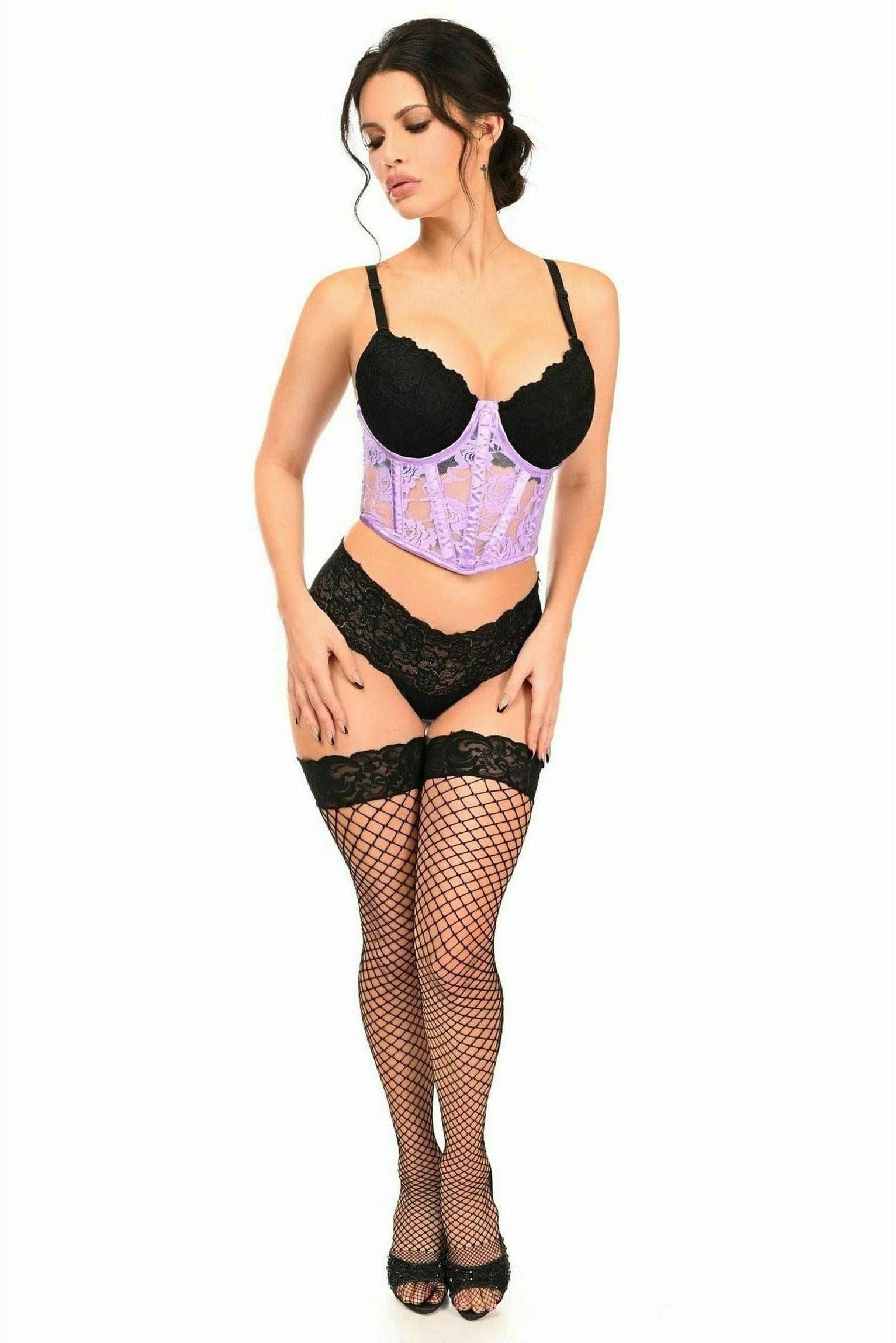 Lavender Sheer Lace Underwire Corset