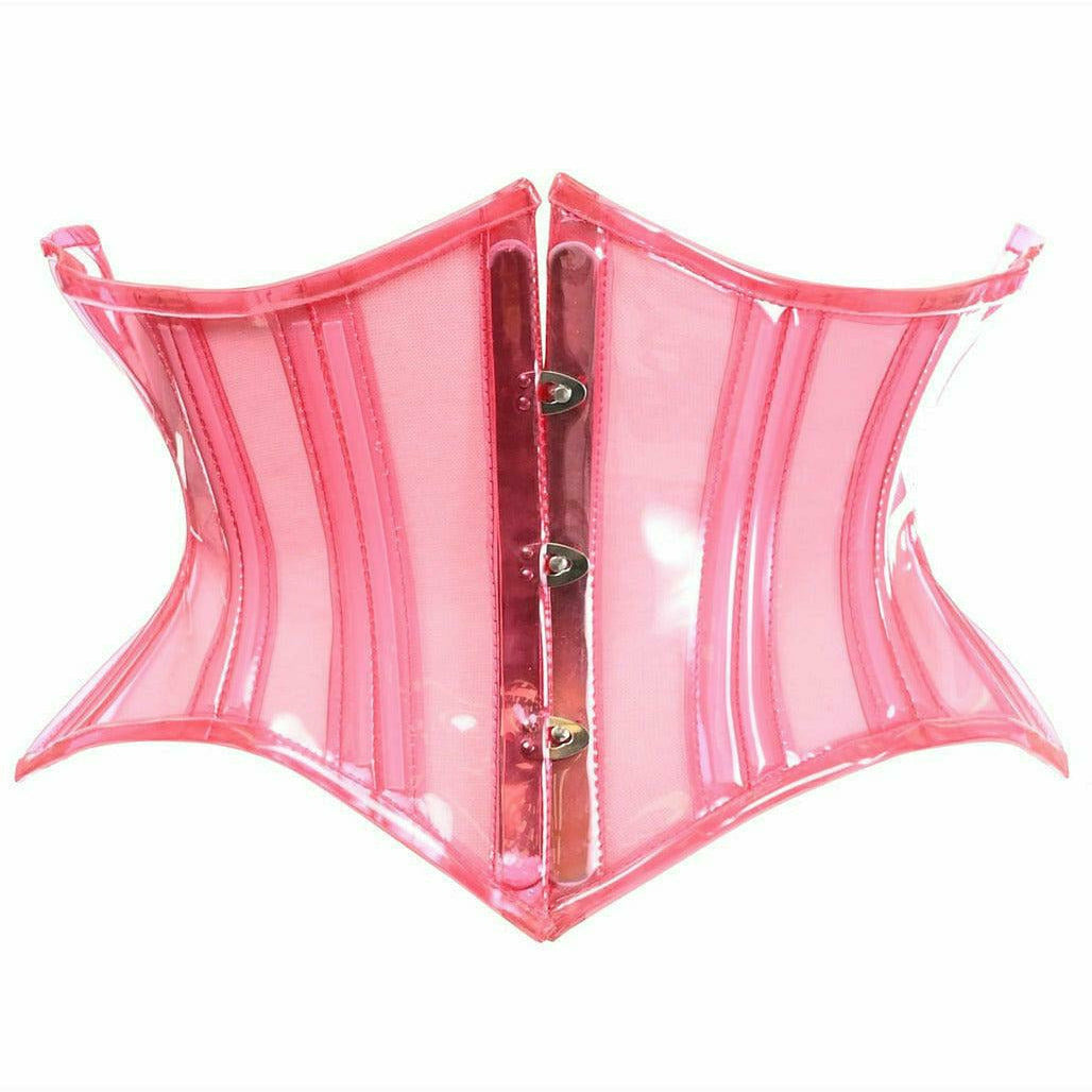 Clear Pink Curvy Cut Mini Cincher Corset