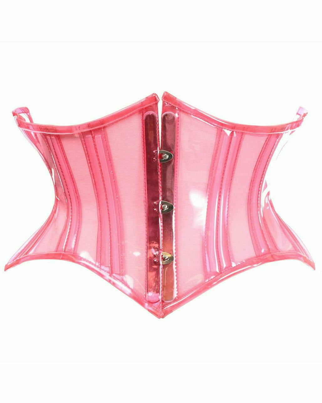 Clear Pink Curvy Cut Mini Cincher Corset