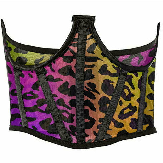 Rainbow Animal Print Mesh Underbust Waist Cincher